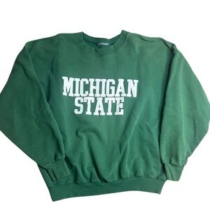 Vintage Michigan State University Crewneck Sweatshirt Green‎ MSU Spartans No Tag
